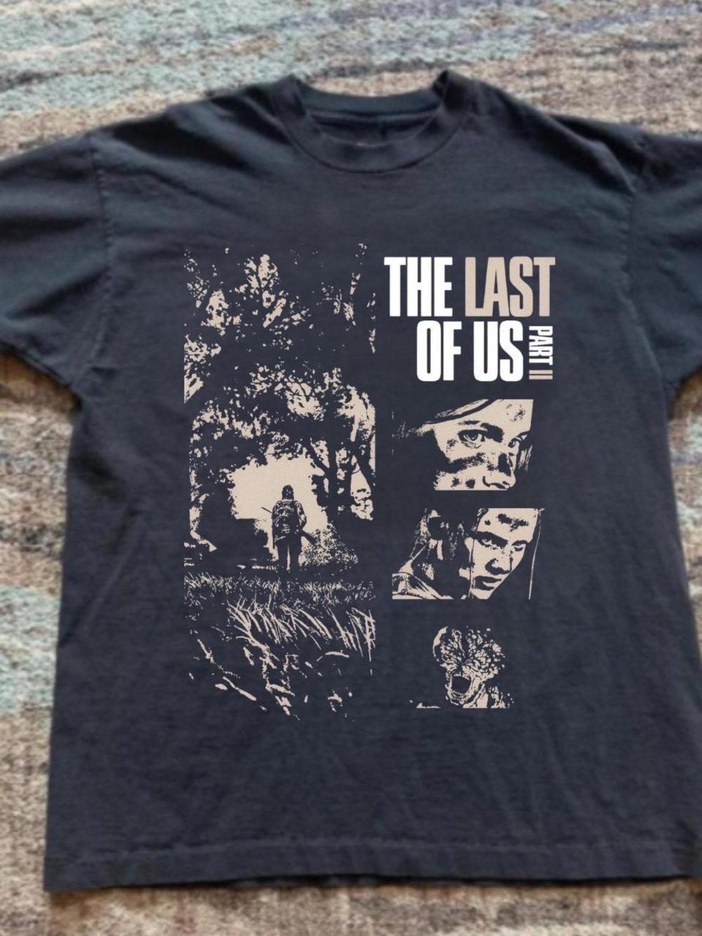 Gildan Black Tee with Cream The Last of Us Part II Artwork